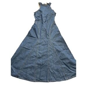 Future Collective‎ Dress Womens 00 Blue Denim Sleeveless A-Line Zip Back Tank